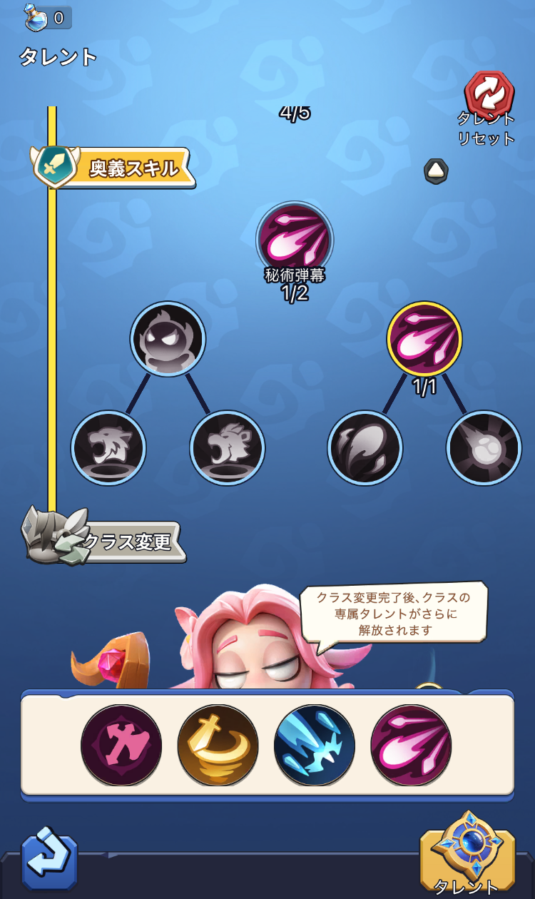 キャラクター育成の進行状況